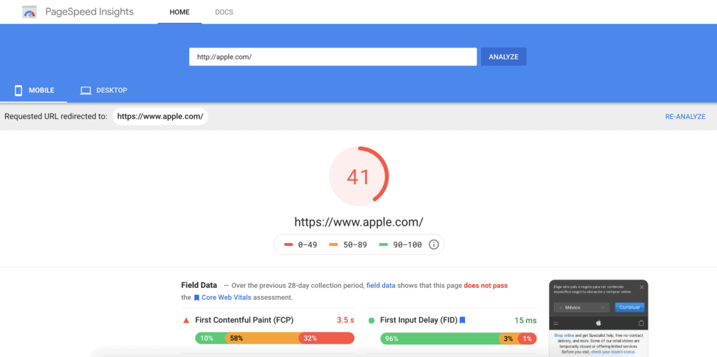 Pagespeed Results - SEO - Importance
